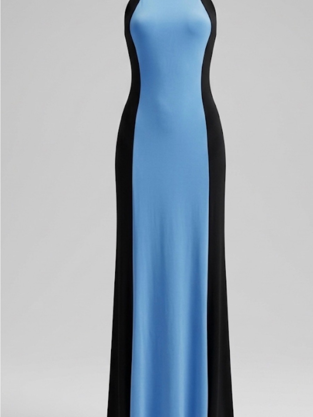 Sleek Two-Tone Black and Sky Blue Maxi Dress by Christine